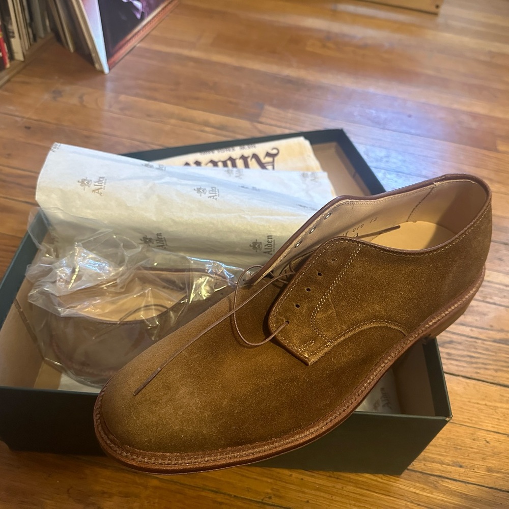 Alden Plain Toe Blucher Snuff Suede 9D Brand New